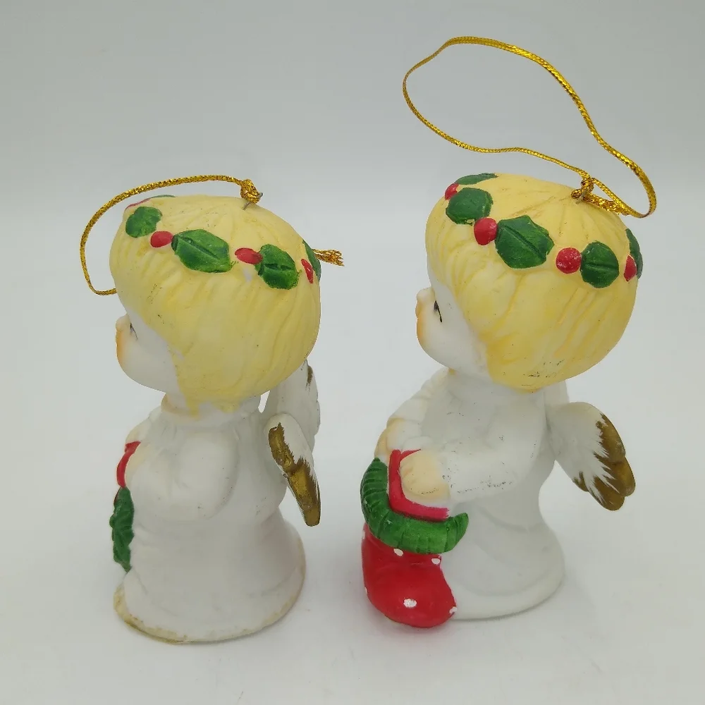Jamestown China Christmas Cherubs Porcelain Angel Ornaments Set of 4 Vintage Box
